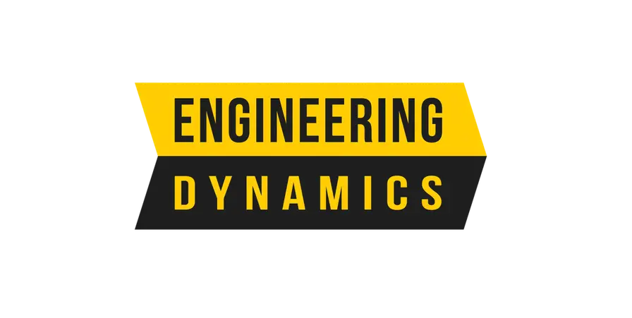 Logo with "ENGINEERING" in black on yellow above "DYNAMICS" in yellow on black.