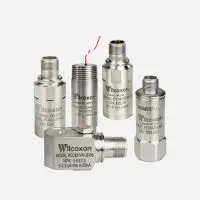 Five Wilcoxon 4-20mA vibration transmitters with model numbers on light gray background.