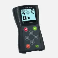 Handheld Viber X1+ device with display screen, colored buttons, and visible icons.