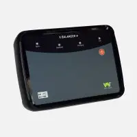 Black VMI XBalancer+ device with indicator lights and large power button.