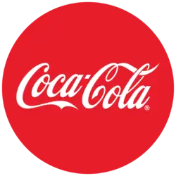 Red circle with white "Coca-Cola" script logo in the center.