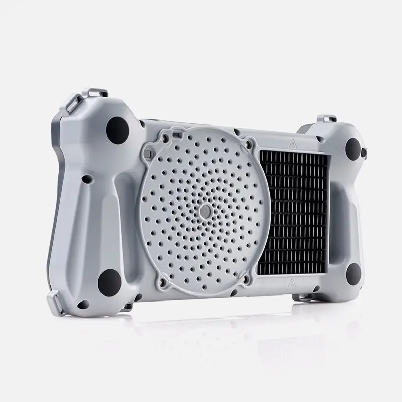 Gray Sonotec SONASCREEN®2 cooling fan with circular vent and black grille.