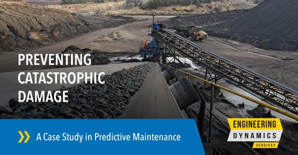 Industrial conveyor belt transporting coal in mining area with text overlay.