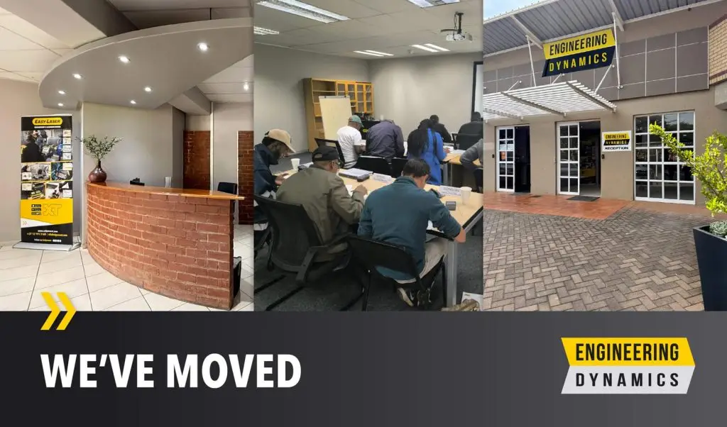 Collage showing Engineering Dynamics' new office, classroom, and reception area.