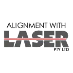 “Alignment With Laser logo with red beam through text”