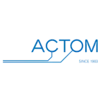 “Actom logo with blue circuit‑style lettering and Since 1903 tagline”