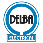 “Delba Electrical logo with blue circular design and bold lettering”