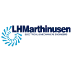 “LH Marthinusen logo with spiral turbine design and engineering tagline”
