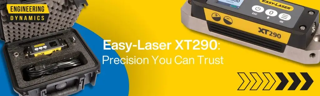 Open case with Easy-Laser XT290 device, text "Precision You Can Trust".